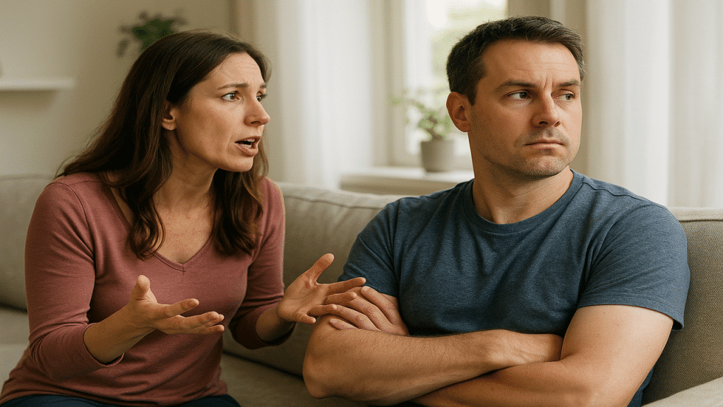 A husband not listening to his wife talking