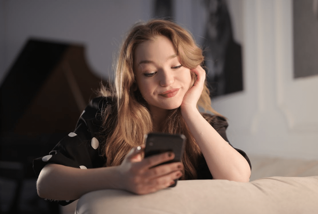 A woman smiling