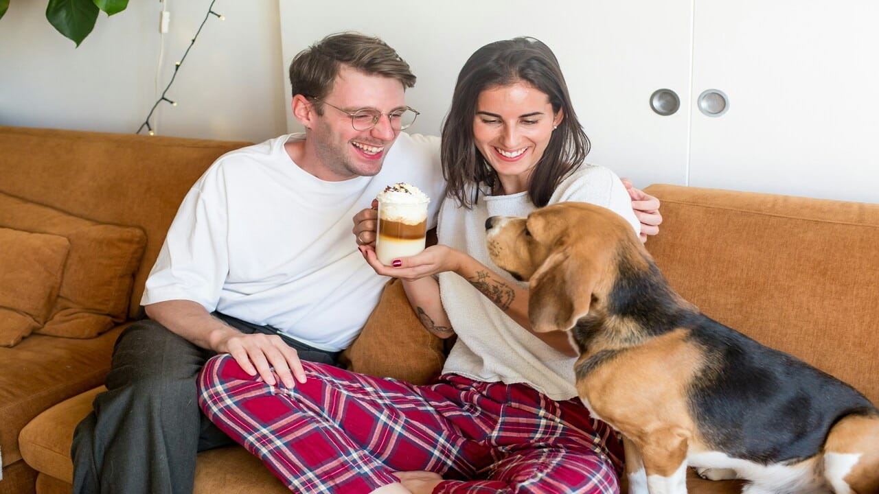 A couple having coffee in the morning