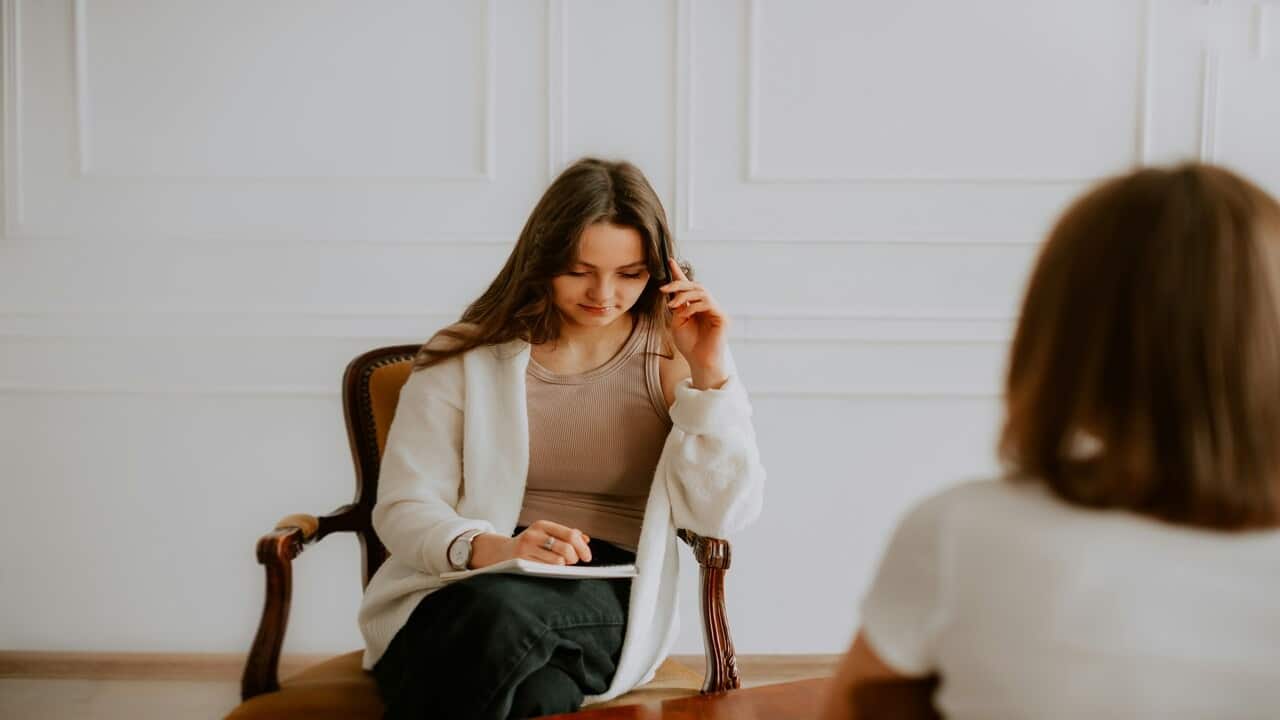 A woman attending therapy