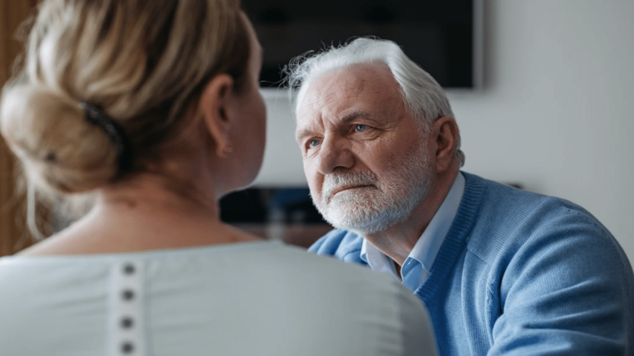 A man listening to his upset wife