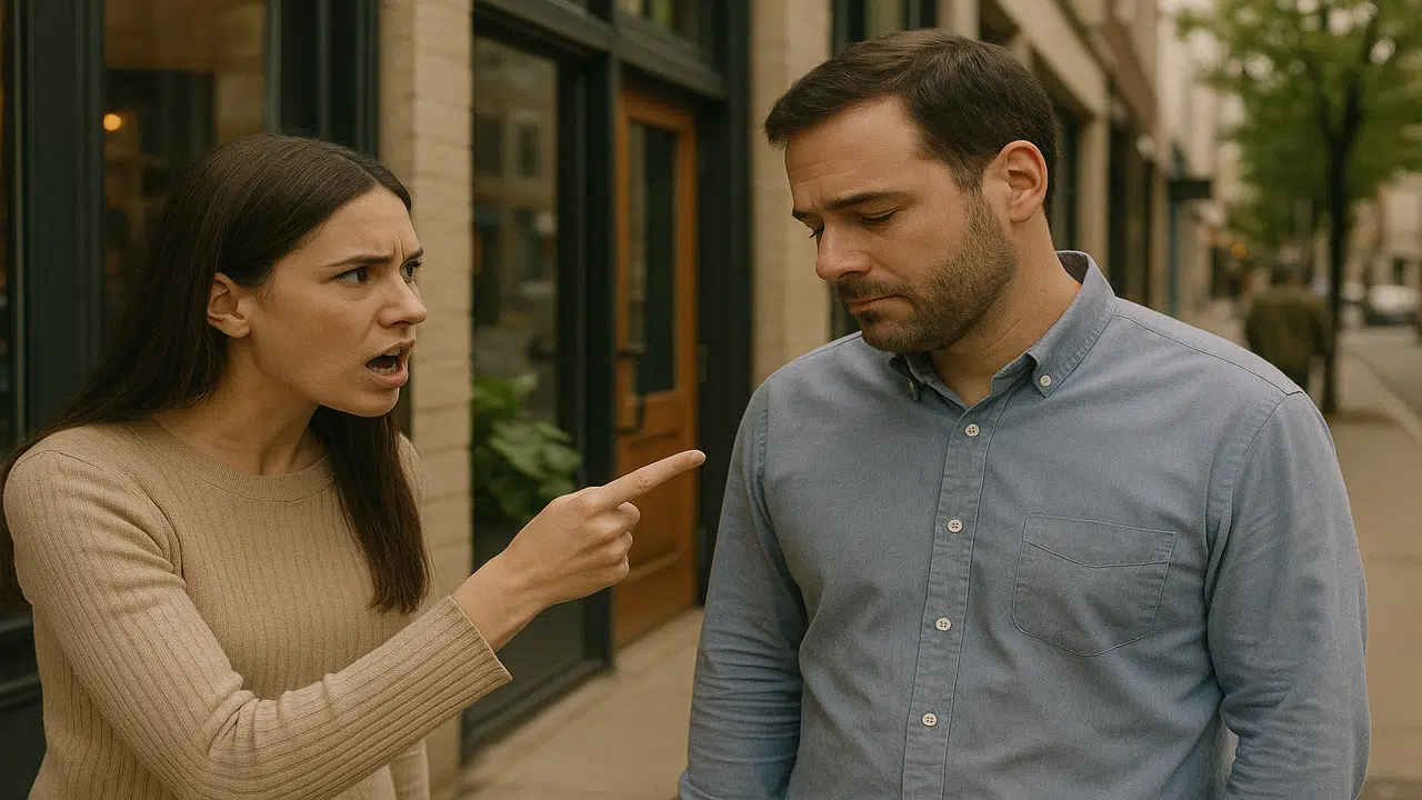 A woman criticizing her husband in public