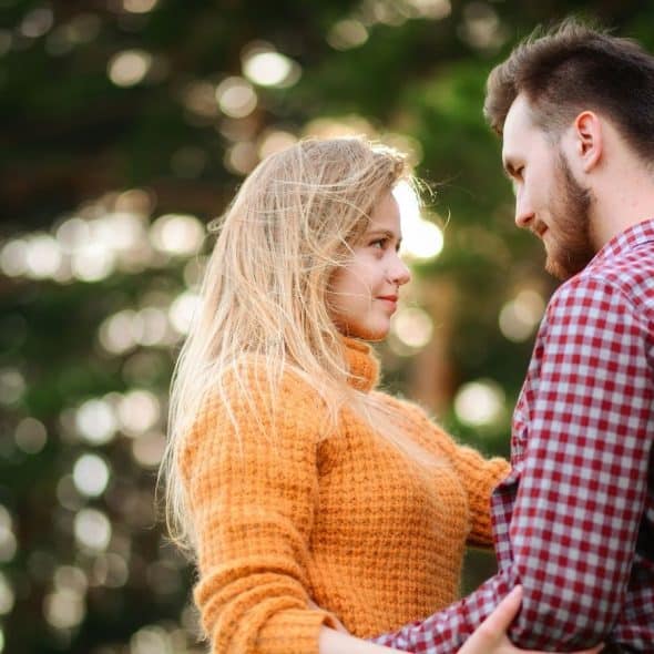 A man and woman close to each other