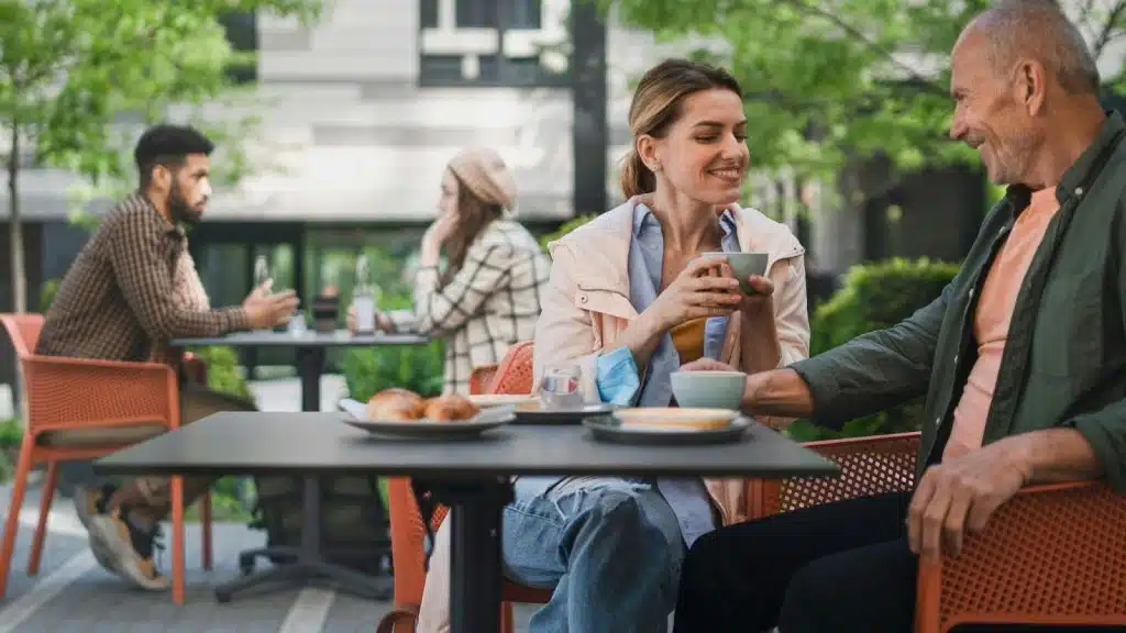 Two couples in the restaurant