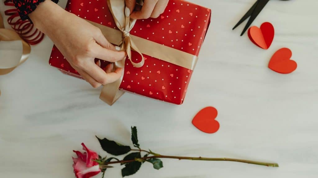 Woman opening a gift
