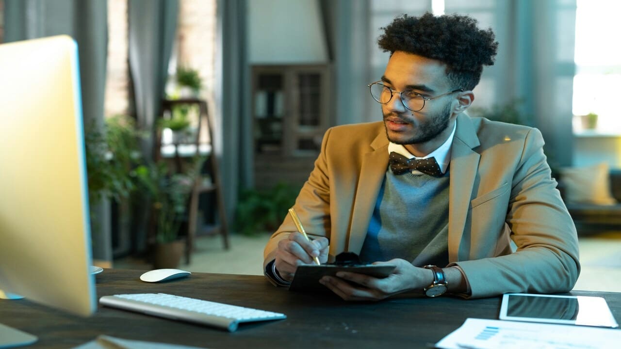 A businessman working hard