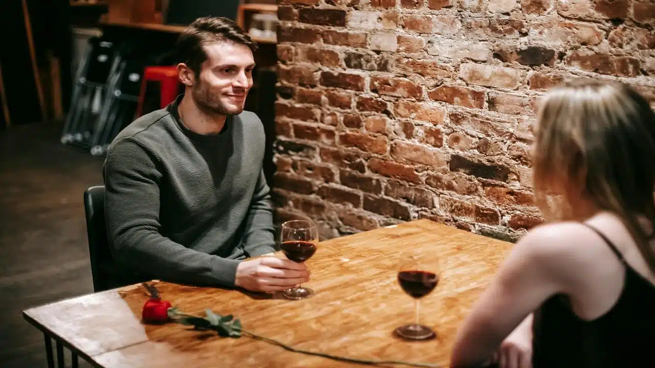 A couple on a dinner date
