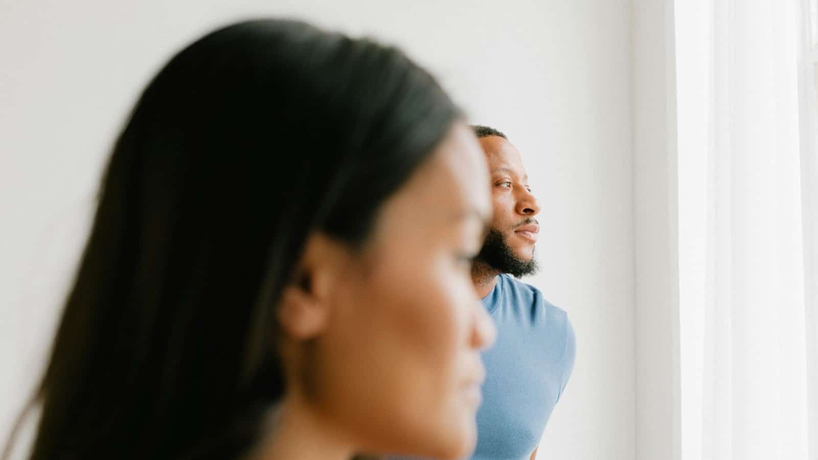 A man and woman not talking to each other