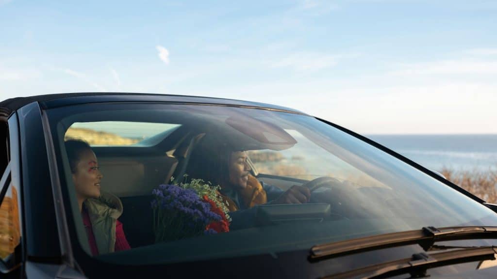 A man and woman inside the car 