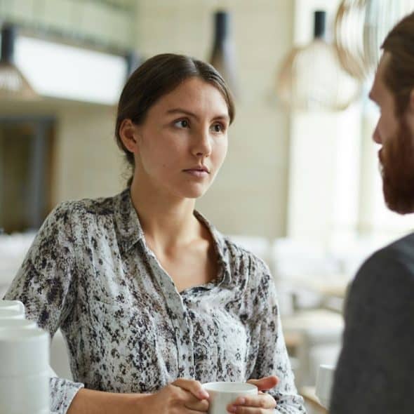 Woman just staring at the man