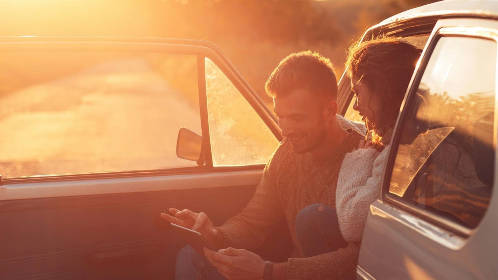 A man and woman looking for the address