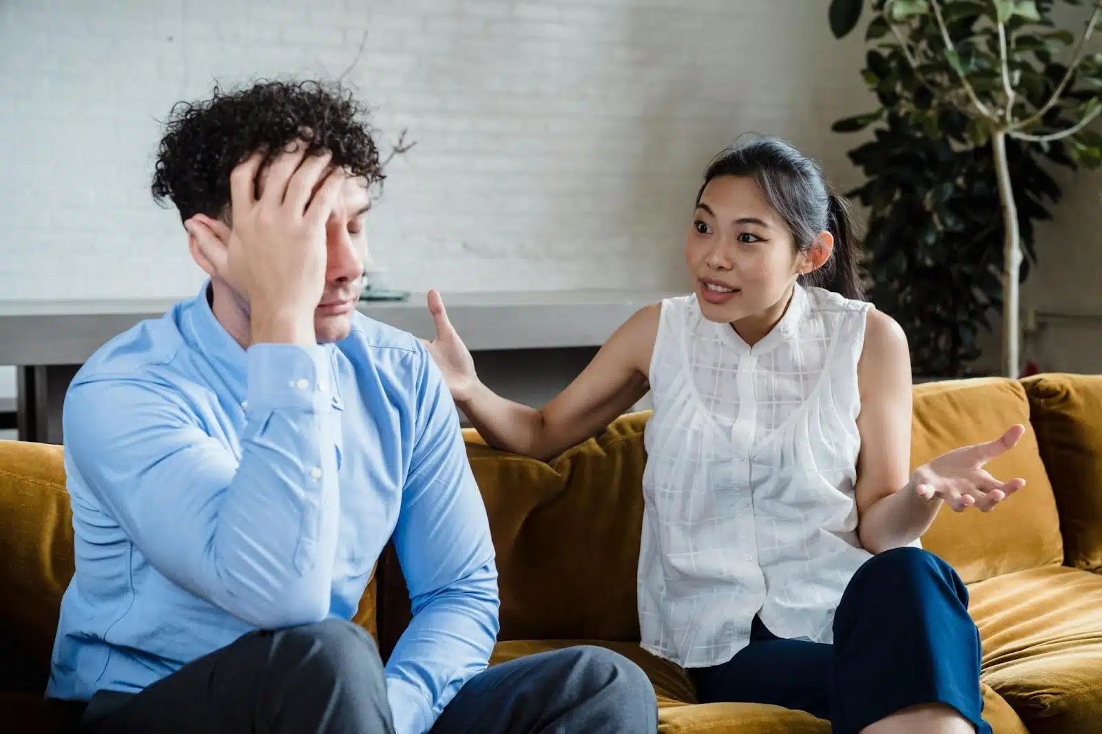 A man tired of listening to woman