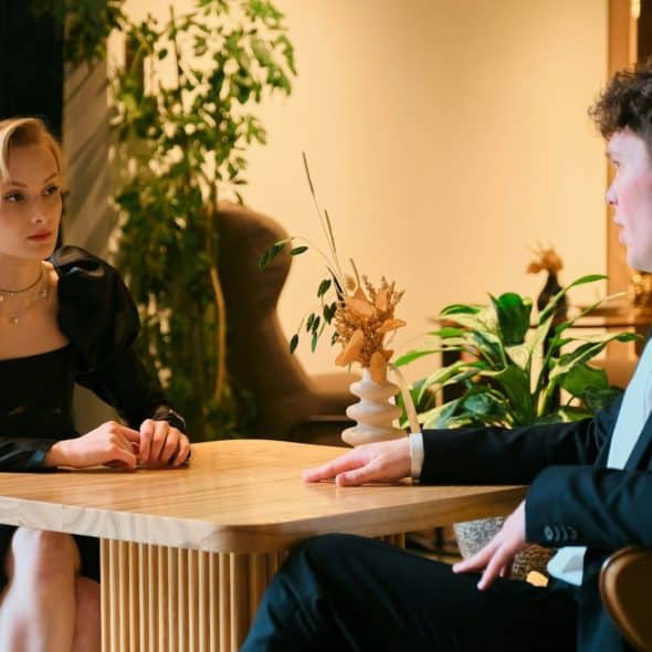 A man and woman having a conversation