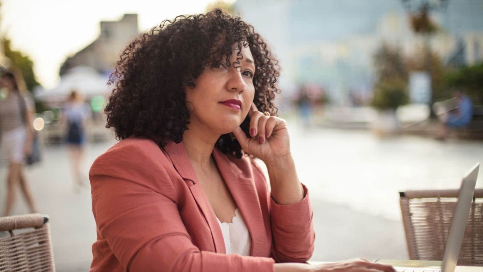 A woman thinking