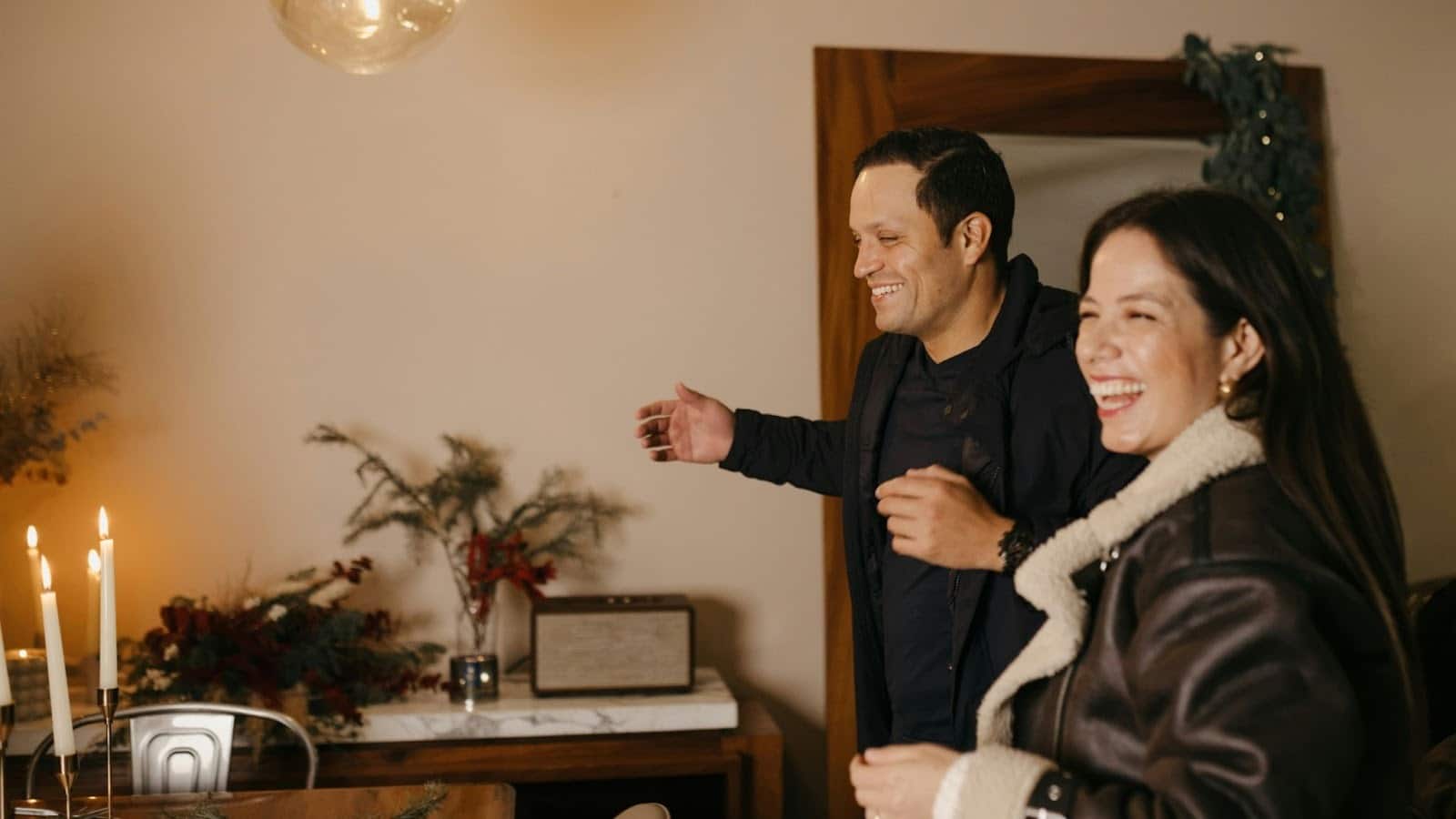 A man and woman having fun