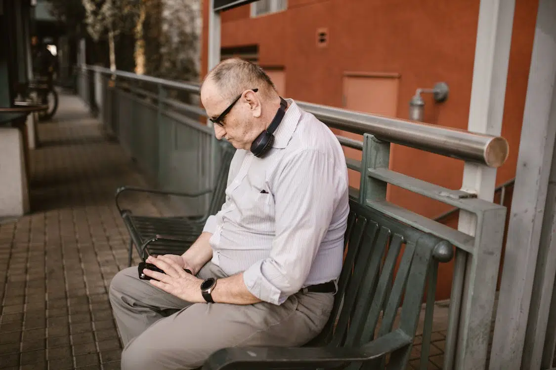 A man sitting on a bench