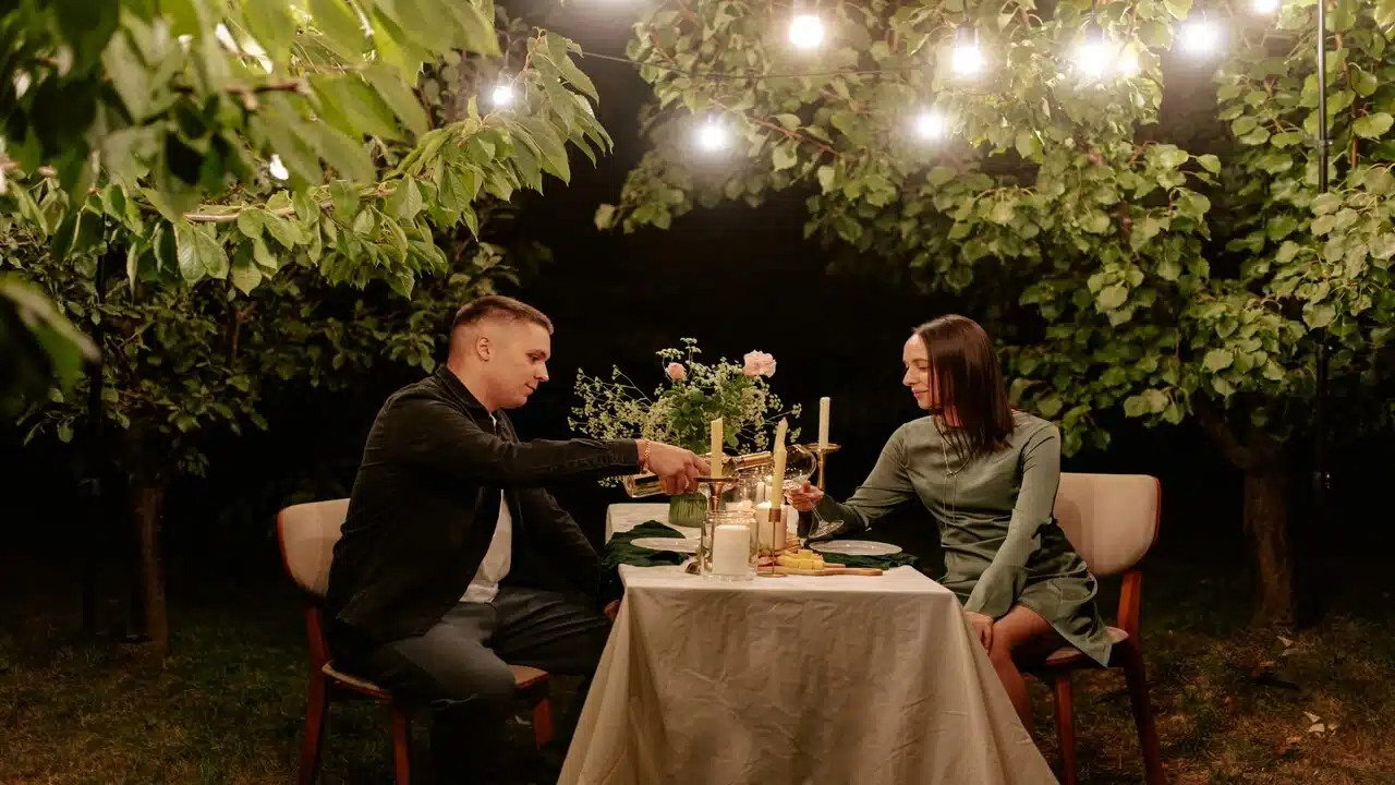 A woman at a dinner date