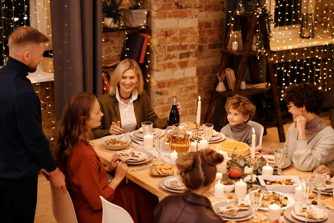 A family having dinner