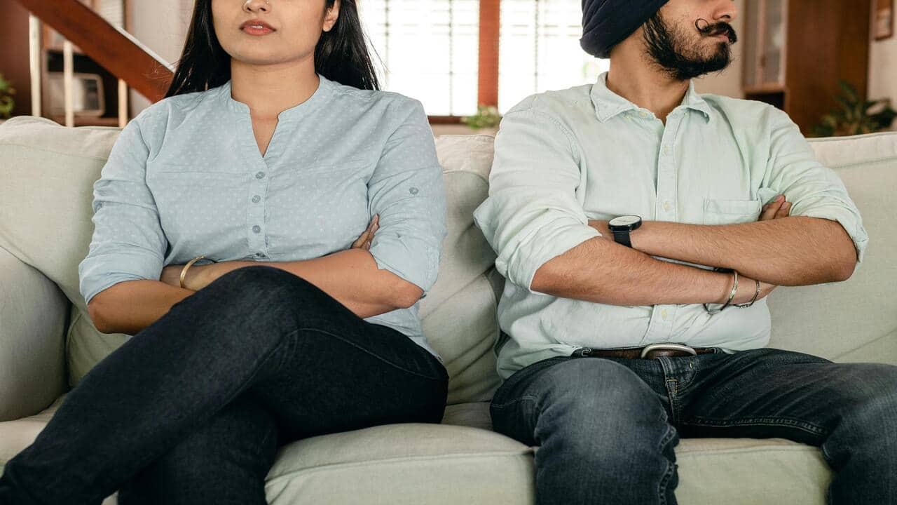A couple not looking at each other