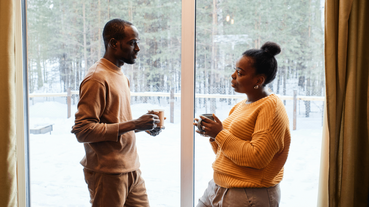 A couple having a serious talk