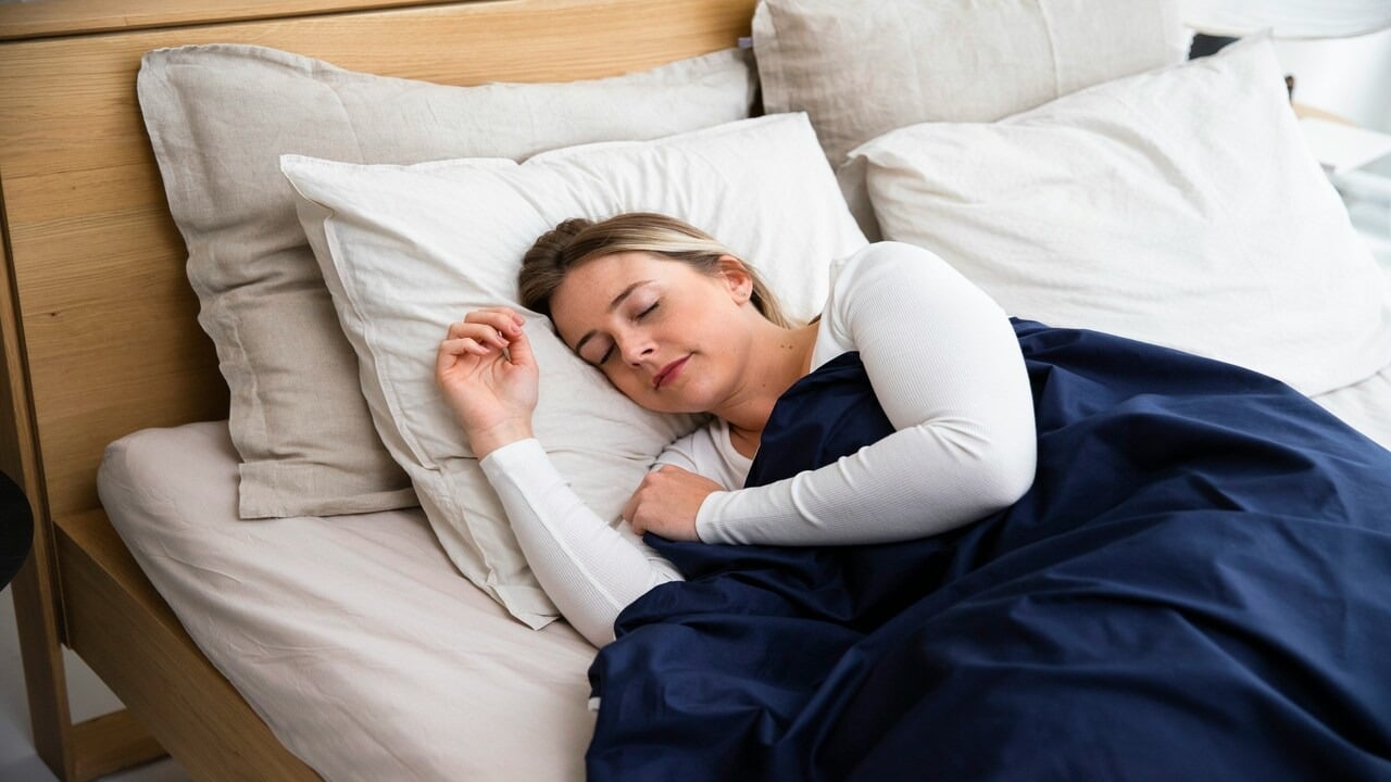 A woman sleeping at home