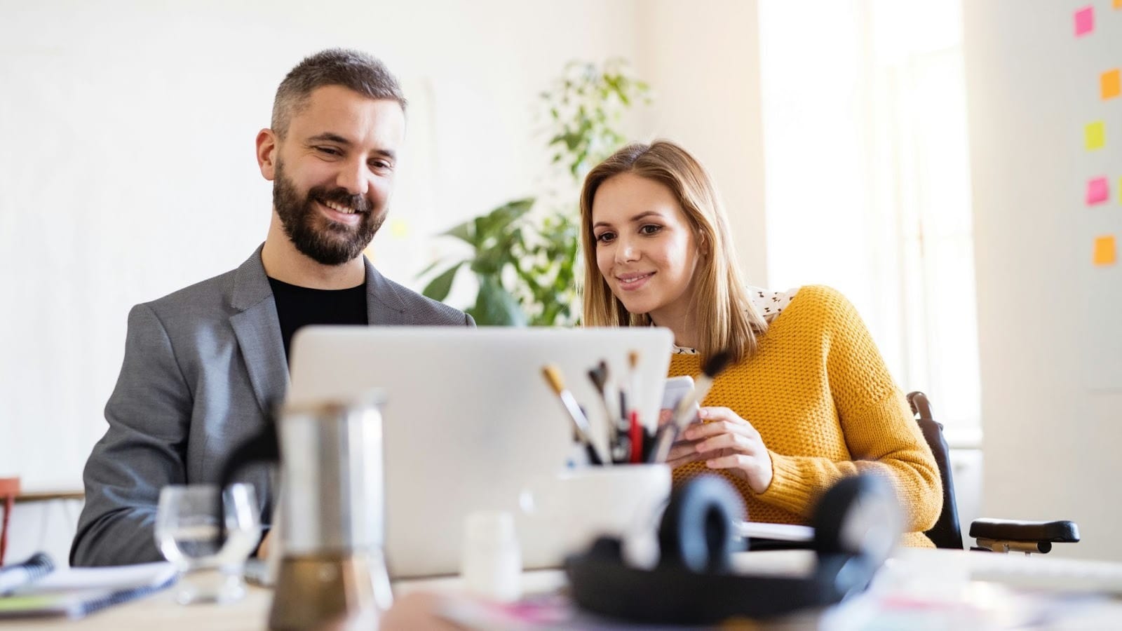 A woman being close to a man
