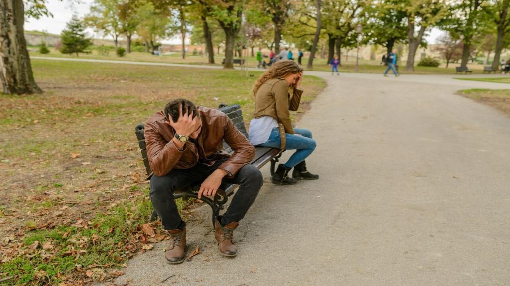 A couple taking a break from fighting 