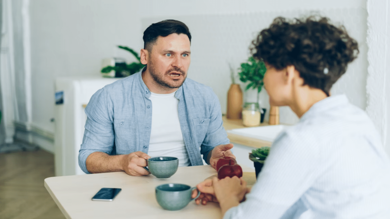 A man berating his wife