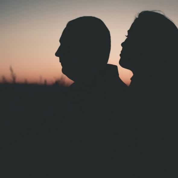 A reflective couple outside