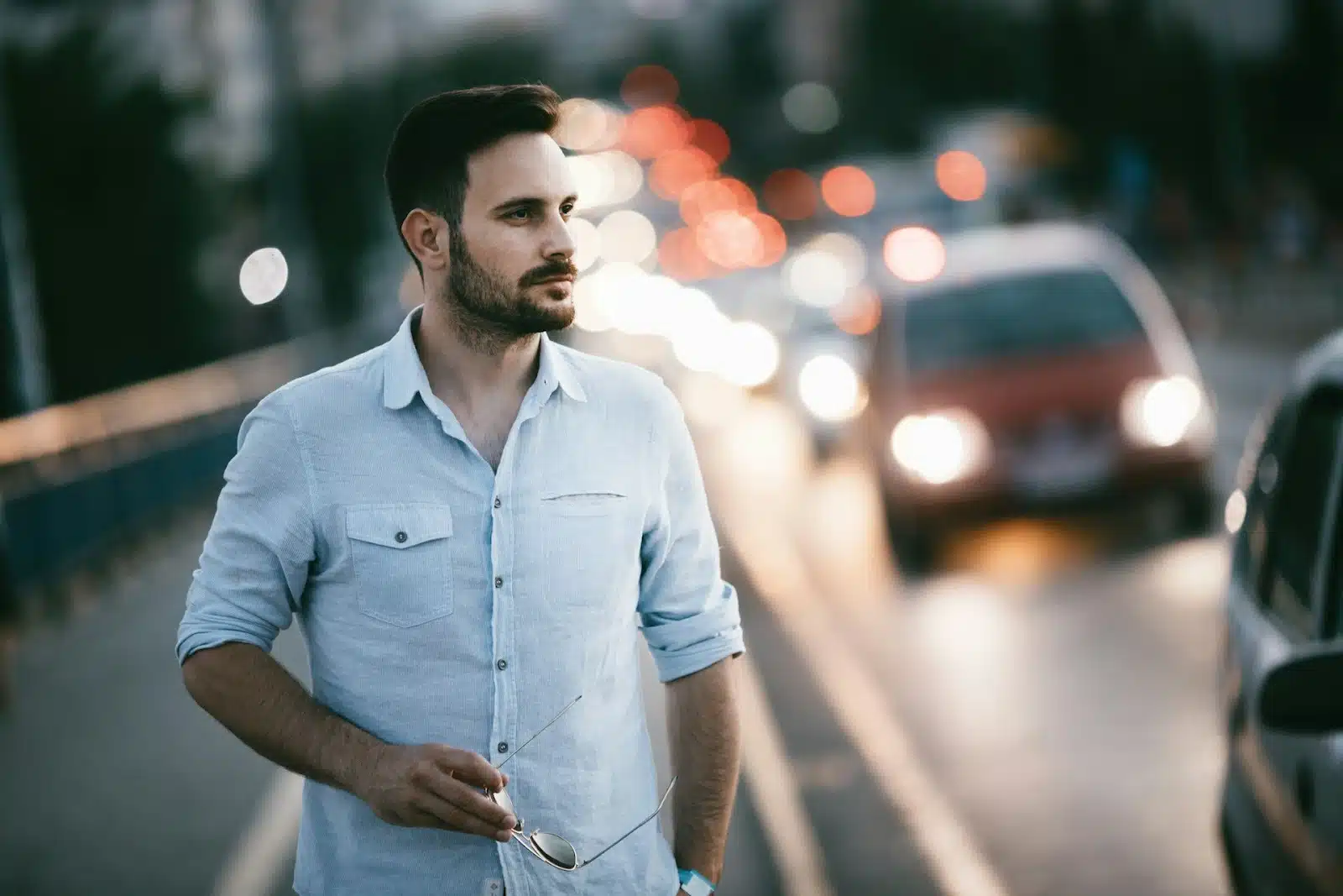 A man outside alone
