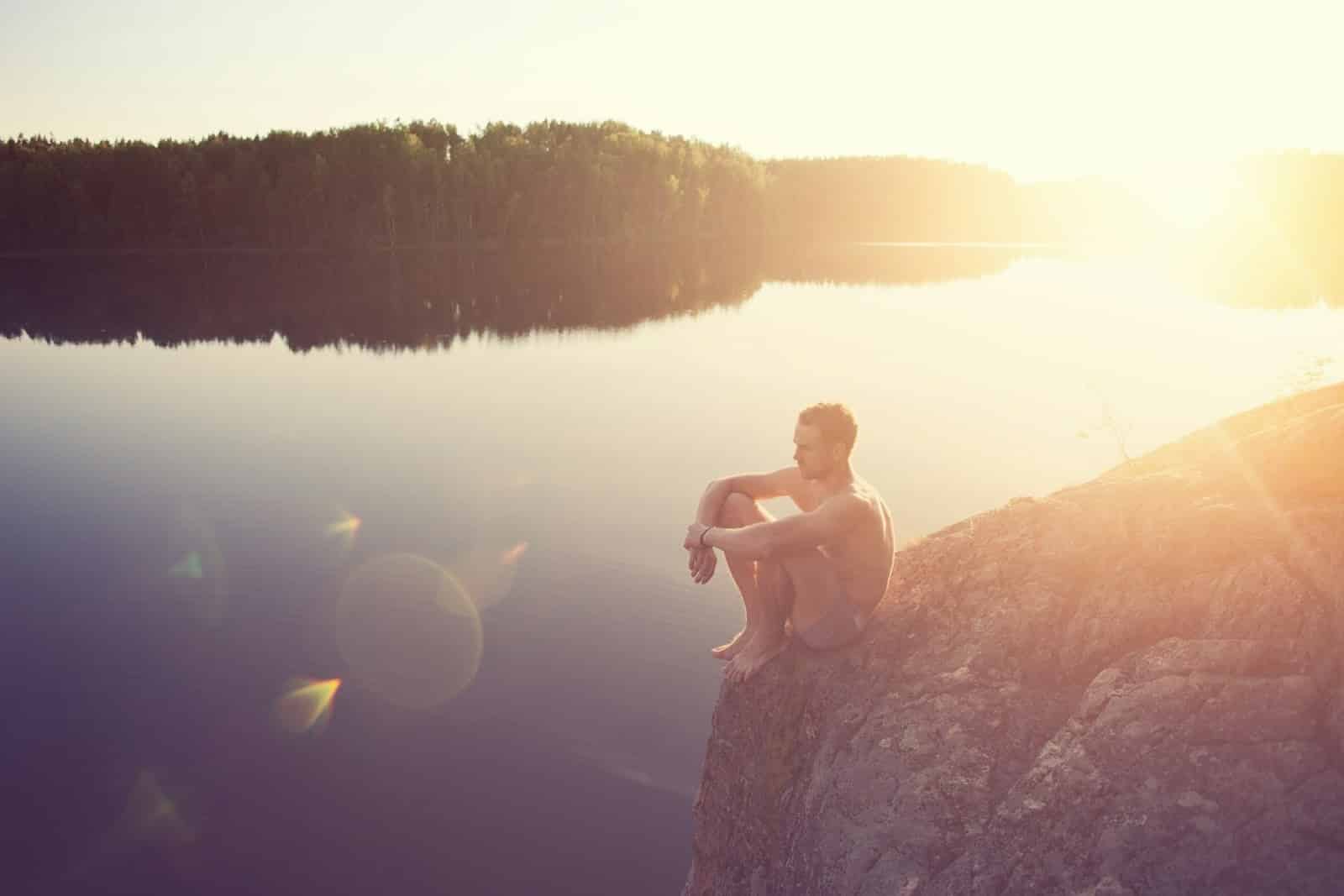 A male in quiet self reflection