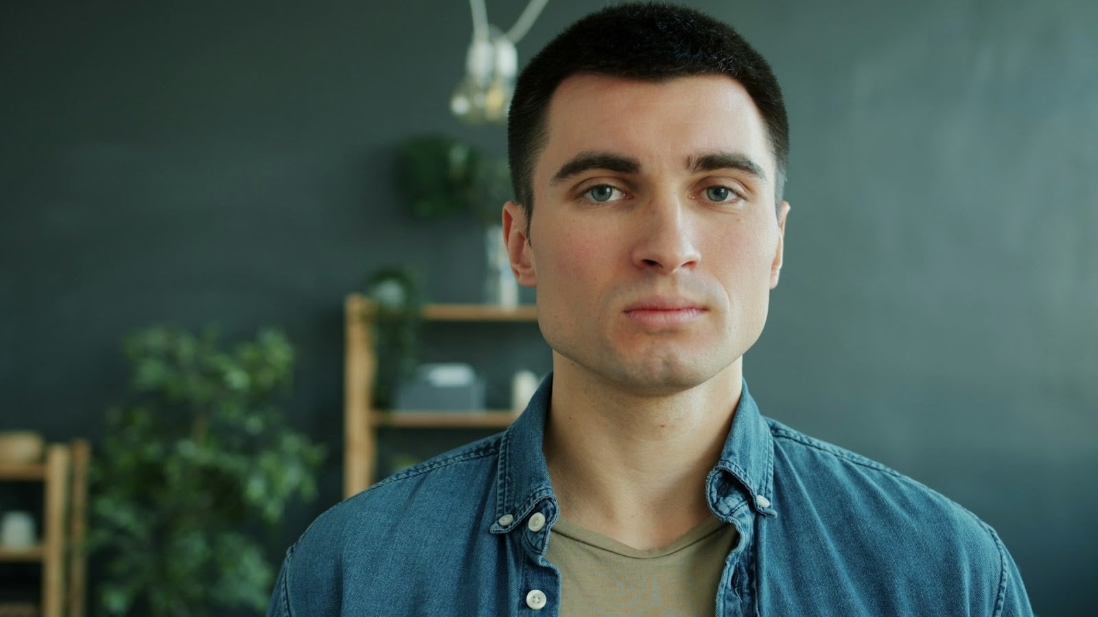 A portrait of a man with hesitant expression