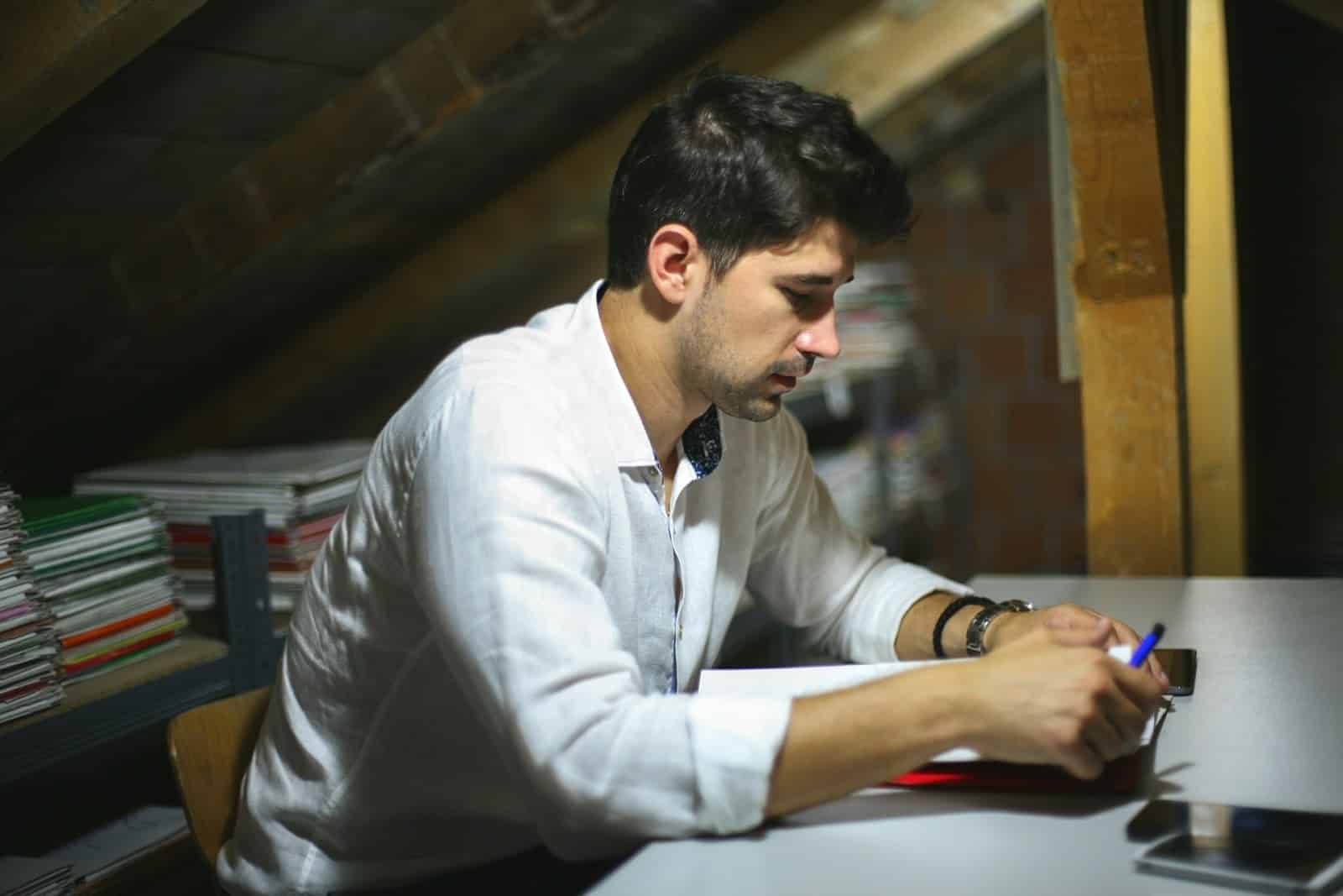 A man solving a problem
