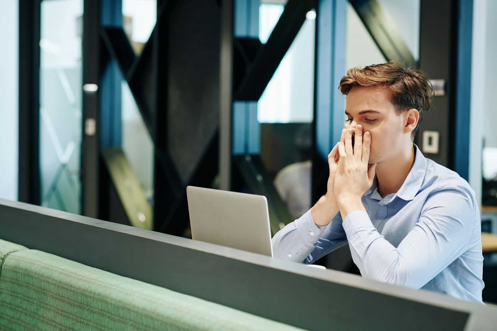 A man stressed at his work