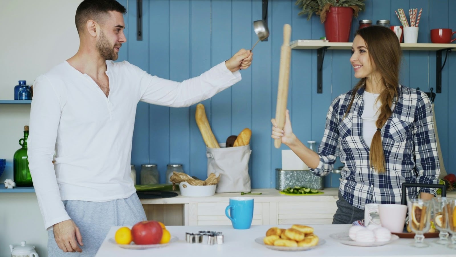 A man helping partner at home