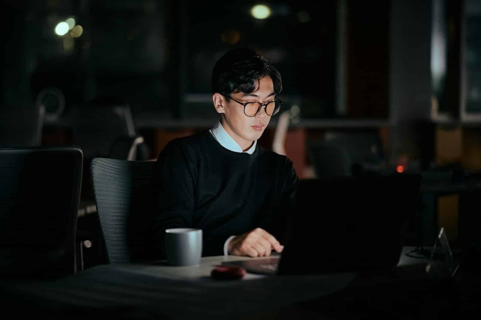 A man doing office work