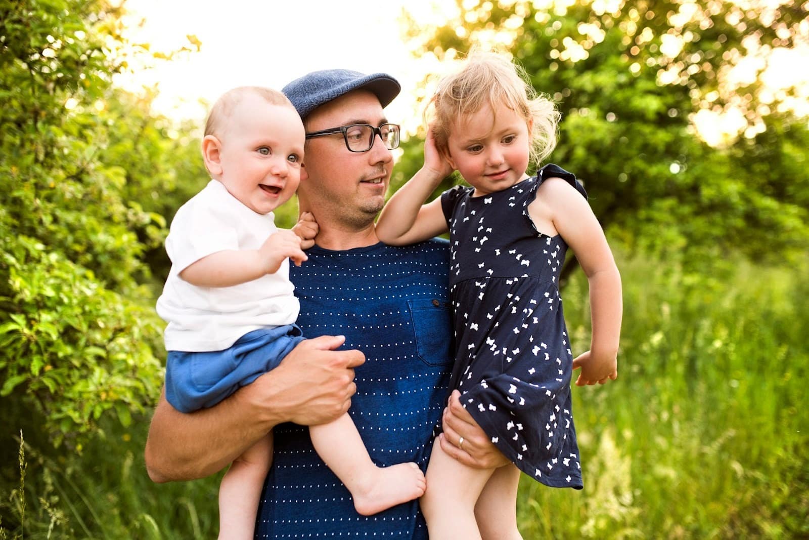 A man carrying children