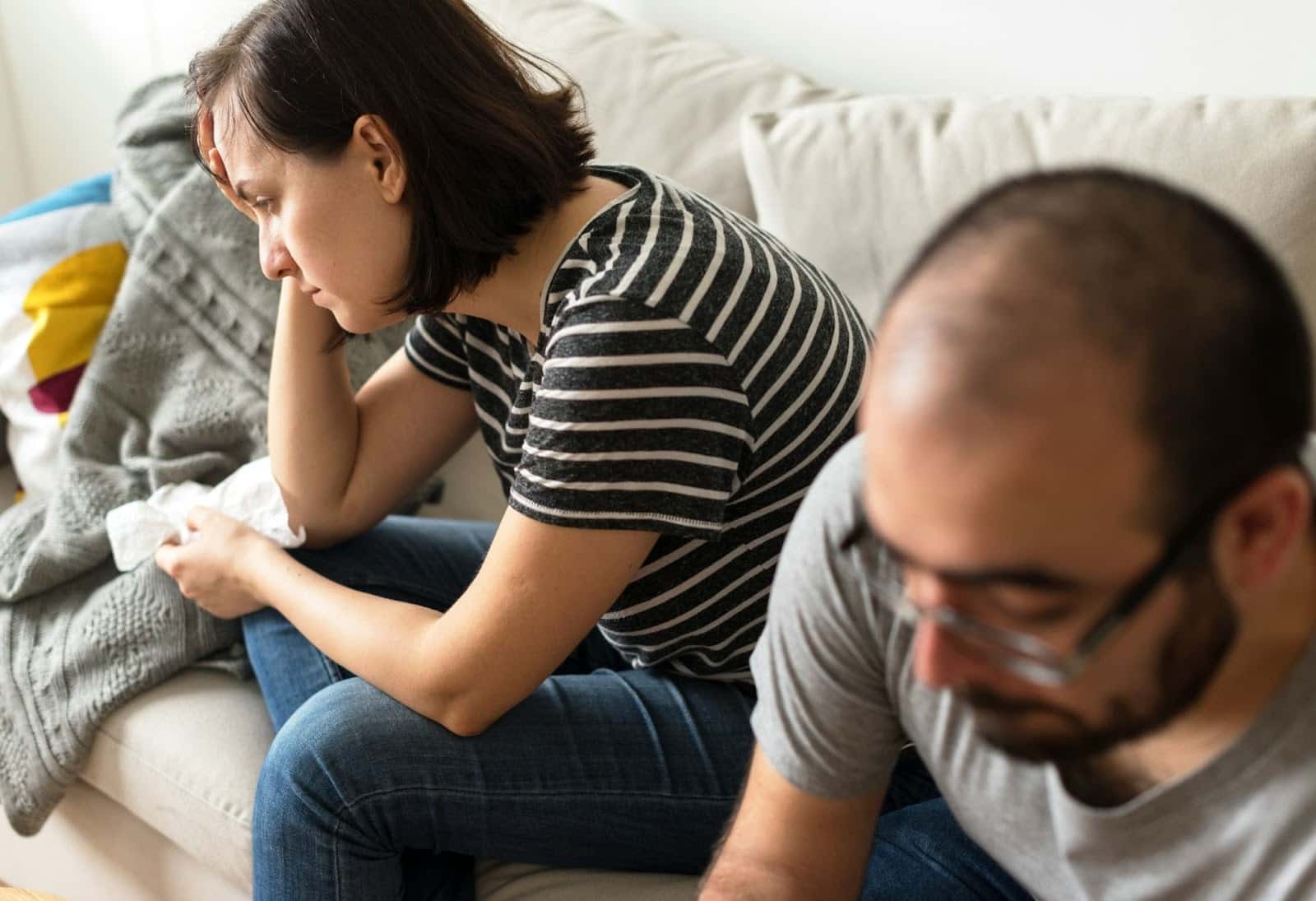 A woman looking stressed