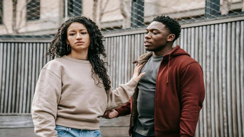 A woman refusing to talk to her man