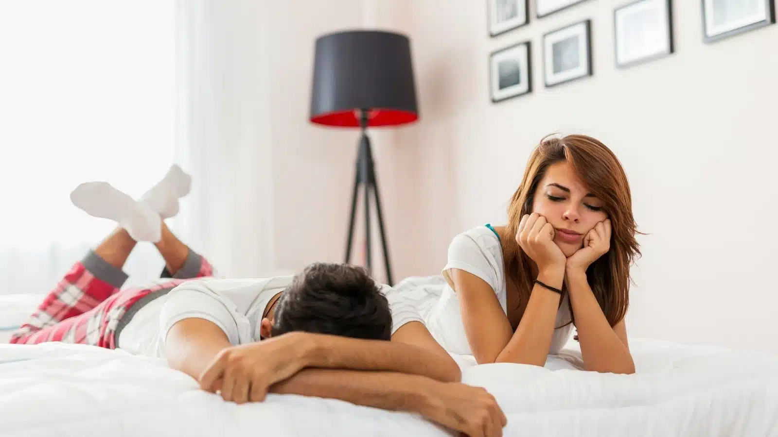 A man pretending to sleep
