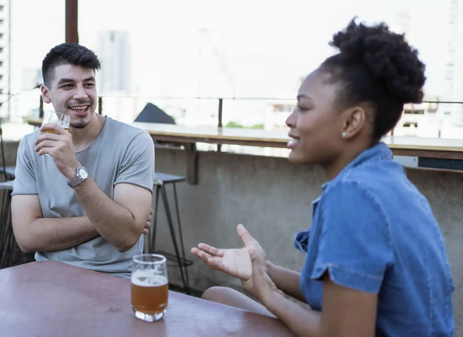 A man and woman having a conversation