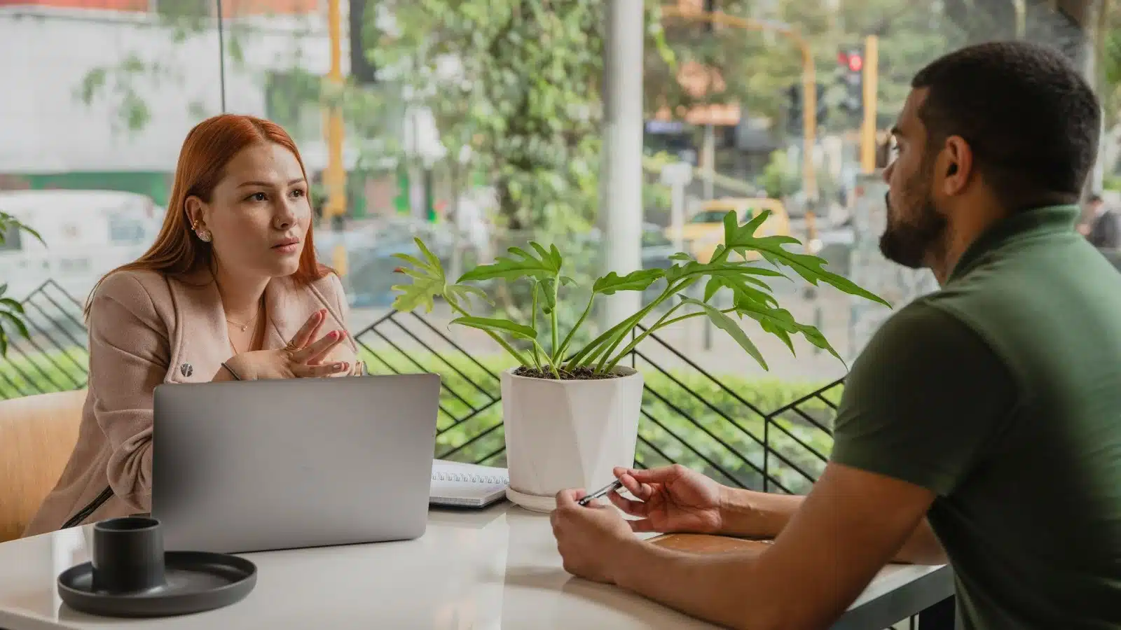 Woman asking a man about the future