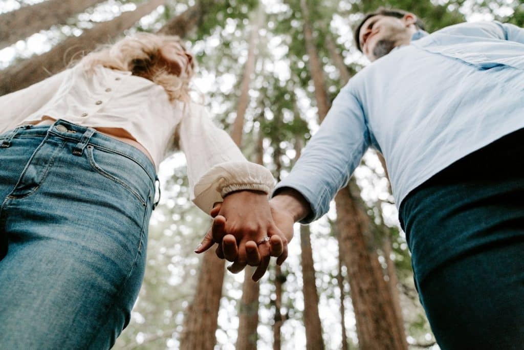 happy couple holding hands
