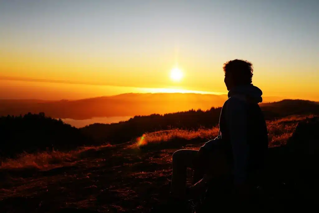 solitary hiker mountain