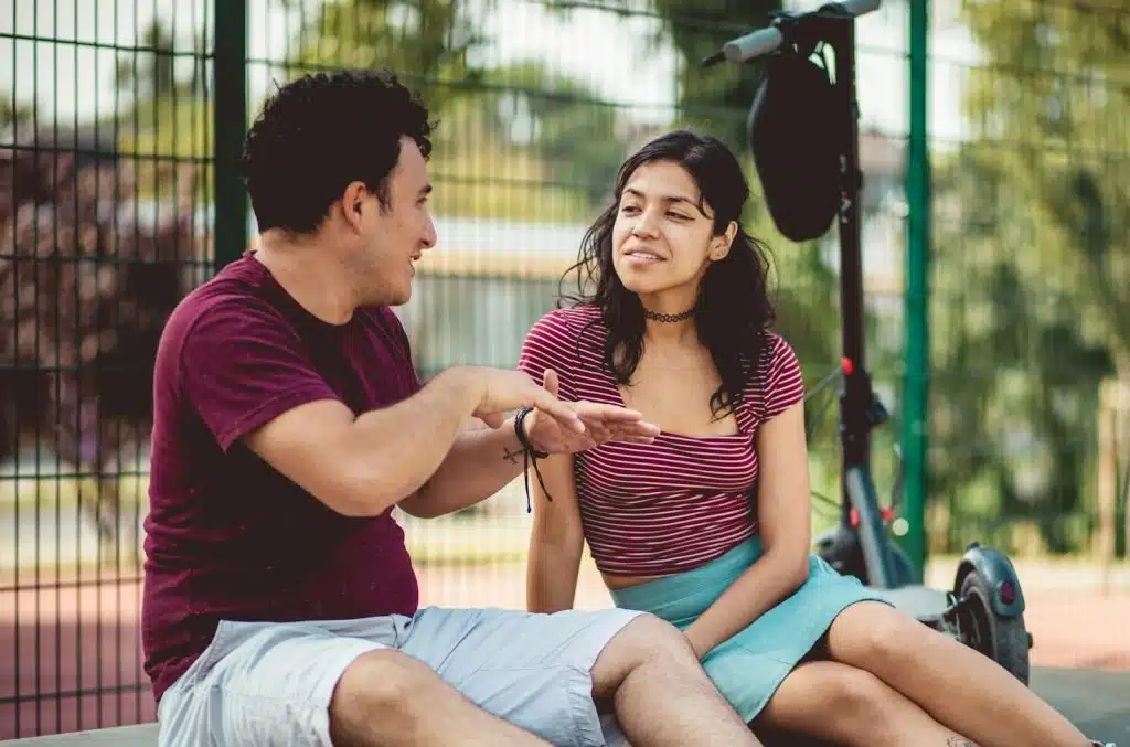 person sharing openly
