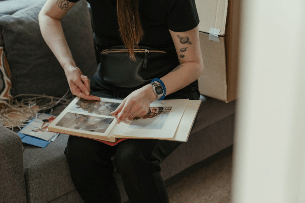 A woman browsing through
