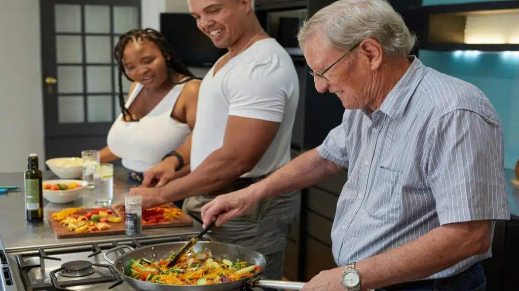 A man cooking for his family
