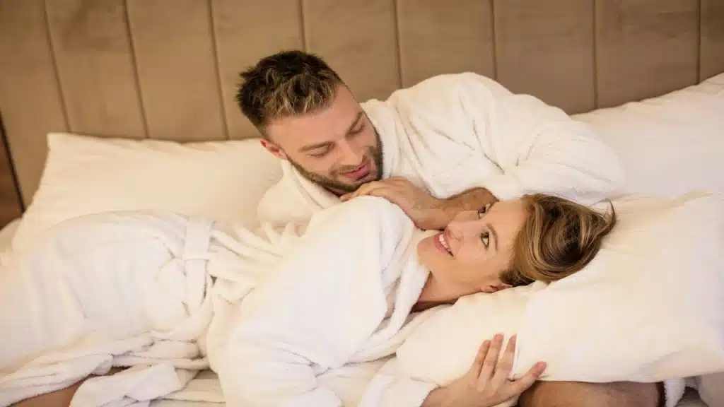 A couple on a hotel getaway
