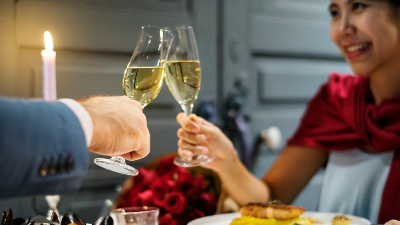 Couple celebrating Valentine's Day together.