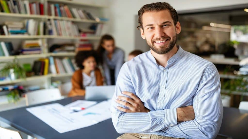 A man leading a company